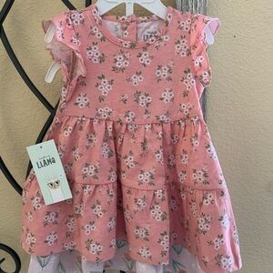 LLAMA two- dresses / Pink Floral 9 months Infant dresses.